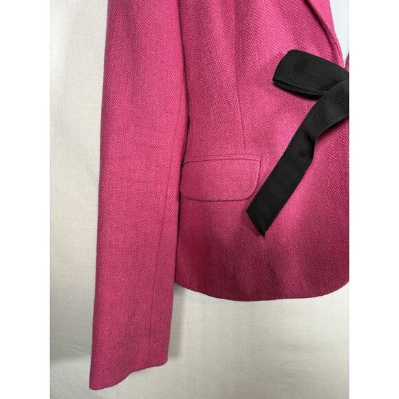 LILLY PULITZER Wool Blend Crop Blazer Tie Front Pink Preppy Old Money Small - Picture 2 of 9
